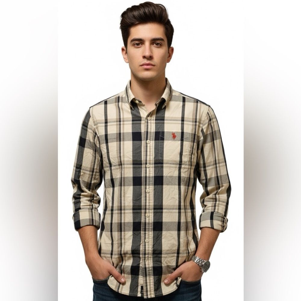 U.S. Polo Assn. Long Sleeve Plaid Button Down Shirt Small Casual Classic Style